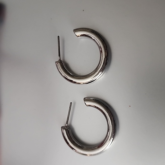 Chunky Stainless steel Midi Stud Hoops Earrings - Picture 1 of 3